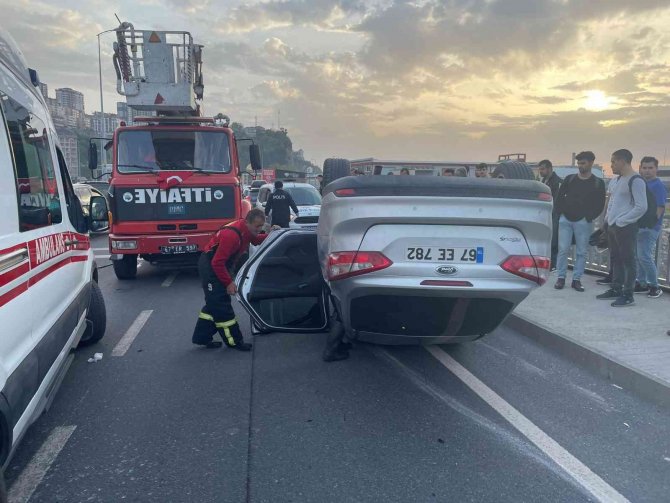 Sürücüsünün kontrolünden çıkan otomobil takla attı: 2 yaralı