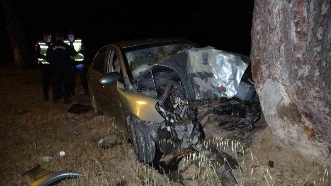 Alkollü sürücü çam ağacına çarptı