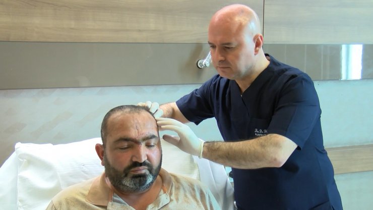 İş yerinde başına halat zincir çarpan işçi, ölüm riskine rağmen hayata tutundu