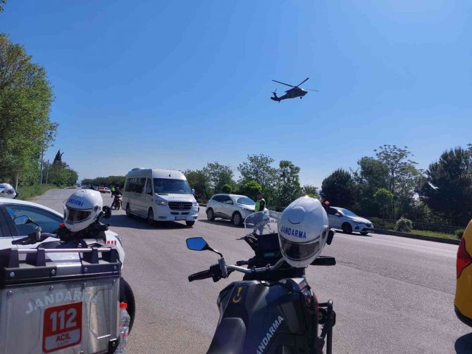 Bayram dönüşü trafiğine helikopterli denetim