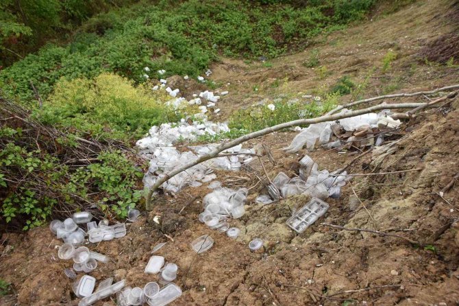 Ormana atılan çöpler tepki çekti