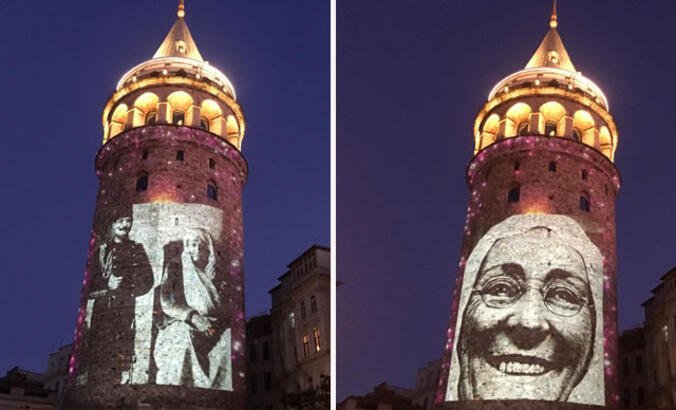  Galata Kulesi annelerin fotoğraflarıyla süslendi