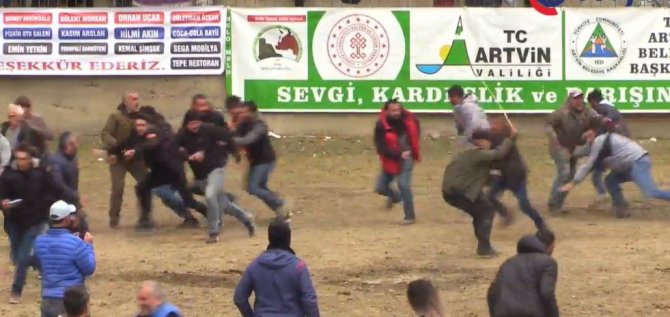 Boğayı aralarına alarak şampiyonluğu kutlamak isterken şampiyon boğanın hışmına uğradılar