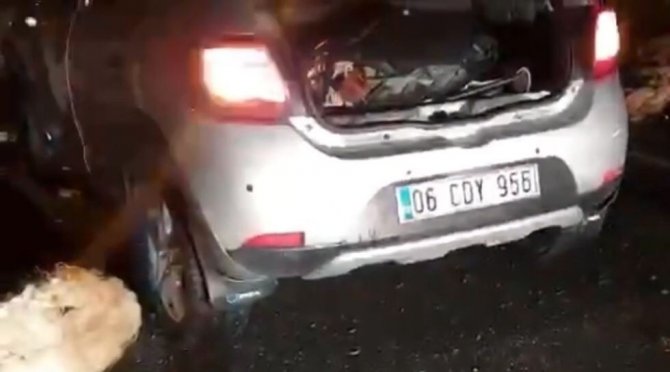 Otomobil koyun sürüsüne daldı: 50 koyun telef oldu