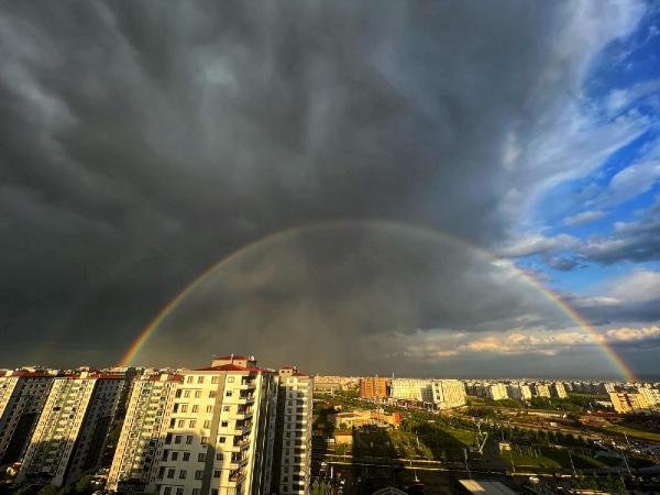 Diyarbakır'da 'gökkuşağı' seyirlik görüntü oluşturdu