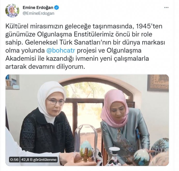Emine Erdoğan: Olgunlaşma Enstitülerimiz öncü bir role sahip