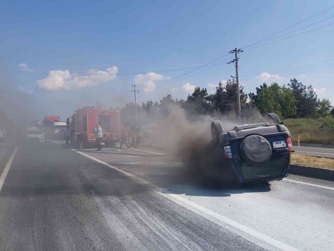 Devrilen cip alev aldı: 1 yaralı