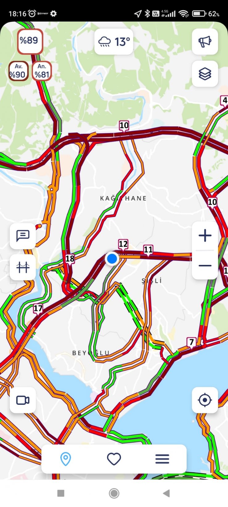 İstanbul'da trafik yoğunluğu yüzde 89'a ulaştı