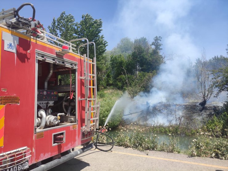 Nusaybin'de ağaçlık alanda çıkan yangın büyümeden söndürüldü