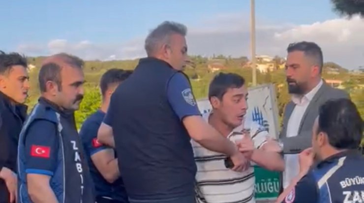 Zabıta ekipleri ile sürücü arasında arbede