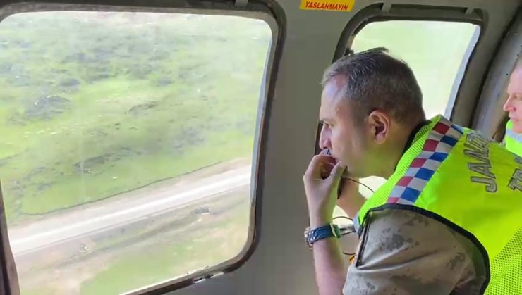 2 bin rakımından geçen kara yolunda helikopterli denetim