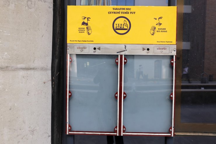 Üniversite kampüsünde maket izmaritlerle farkındalık oluşturdular