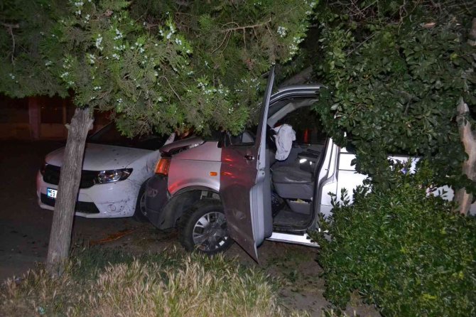 Alkollü sürücü polisten kaçarken ağaca çarptı
