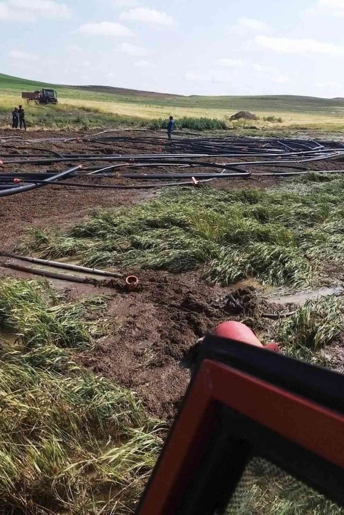 Şiddetli yağışlar ekili alana zarar verdi