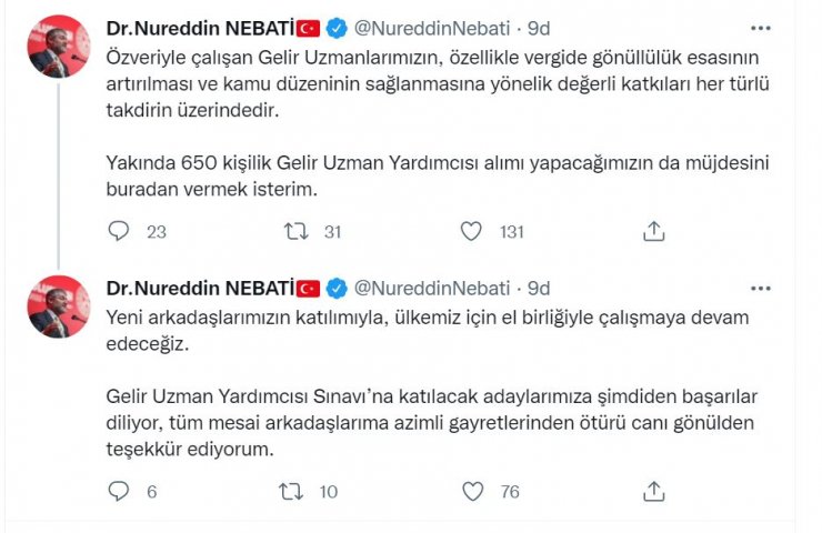 Bakan Nebati: 650 gelir uzman yardımcısı alacağız