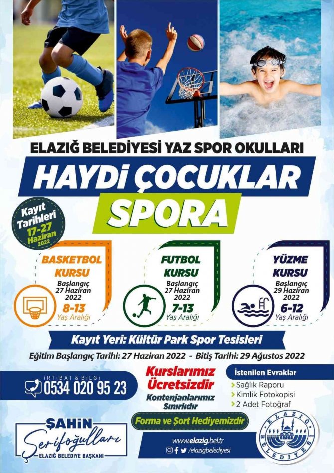 Elazığ Belediyesi yaz spor kurslarına kayıtlar başladı