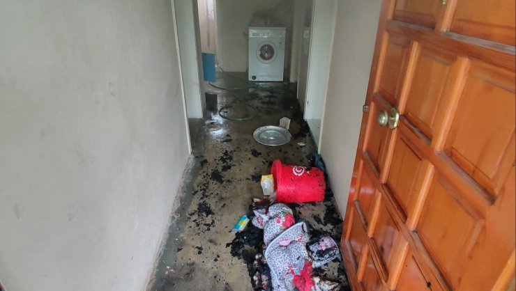 Evdeki yangında kafesteki muhabbet kuşları öldü