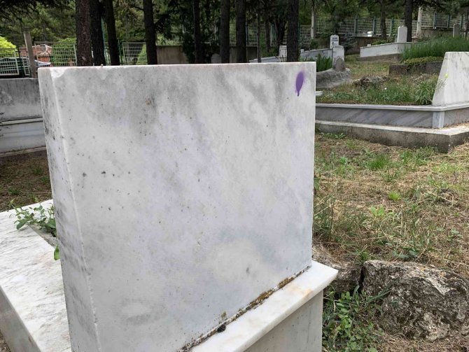 Mezarlıkta merak uyandıran görüntü