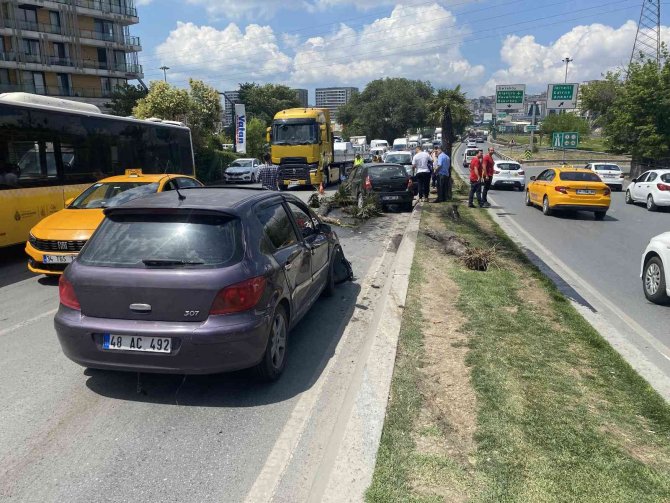 Direksiyon hakimiyetini kaybetti ağaçları devirerek karşı şeride uçtu