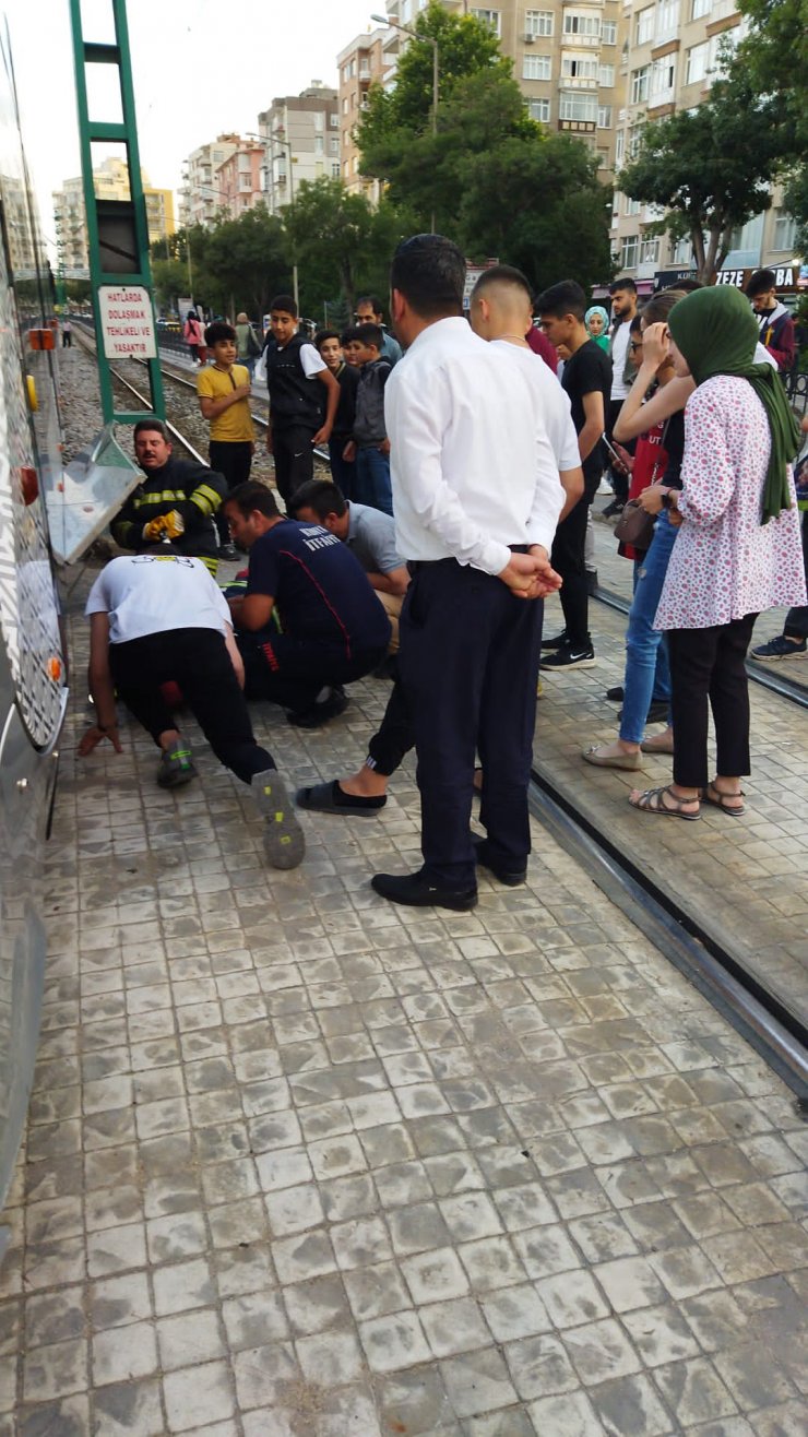 Konya'da tramvayın motor kısmına sıkışan yavru kedi kurtarıldı