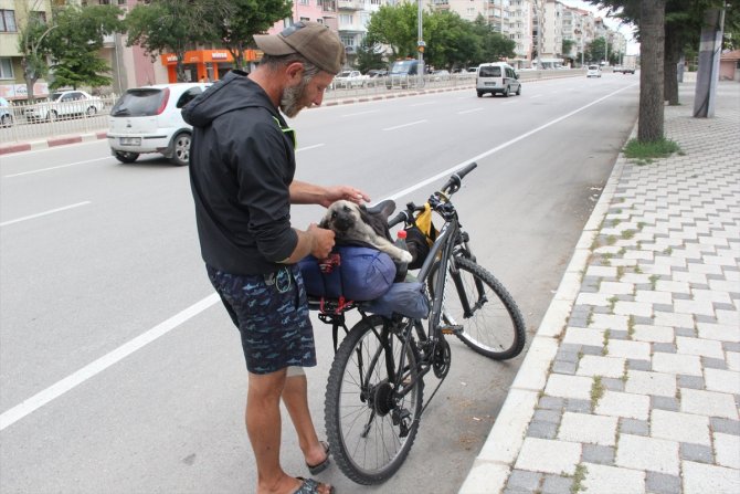 Bisikletli gezgin yolda sahiplendiği köpekle Türkiye'yi dolaşıyor