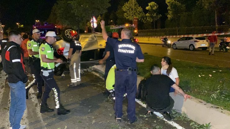 Ağaca çarpan otomobil takla attı: 1’i ağır 2 yaralı