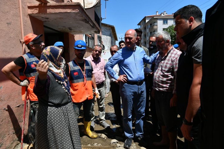 Bakan Soylu'dan selin vurduğu Kastamonu'da inceleme