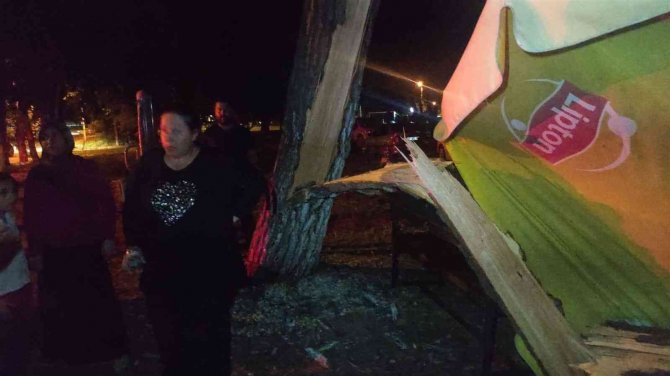 Tonlarca ağırlığındaki çam ağacı ailenin üzerine devrildi