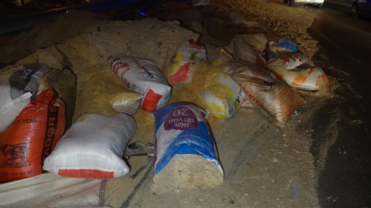 Talaş yüklü kamyonet virajı alamayarak devrildi: 2 yaralı