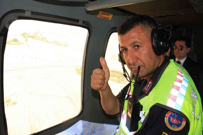 Elazığ’da bayram öncesi helikopter destekli trafik denetimi