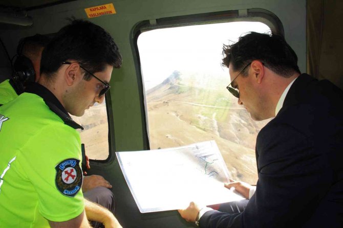 Elazığ’da bayram öncesi helikopter destekli trafik denetimi