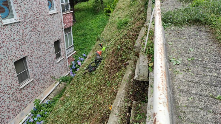 Ot biçerken yüksekten düşen belediye işçisi yaralandı