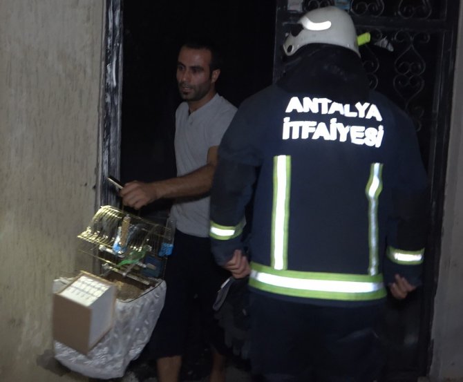 Yanan evinde ailesinden sonra kuşlarını kurtardı