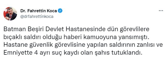 Batman'da hastane güvenlik görevlilerine saldıran zanlı tutuklandı