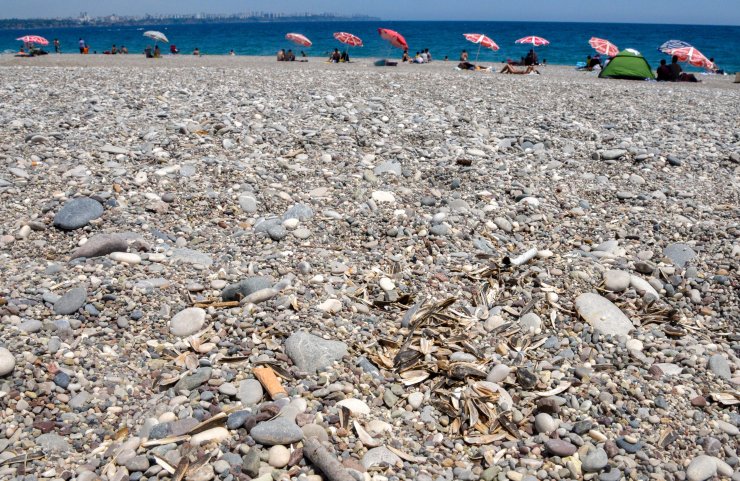 Bayram yoğunluğu yaşanan sahilde 'izmarit' kirliliği