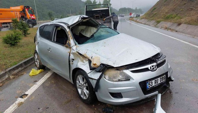 Samsun’da trafik kazası... Otomobil takla attı: 1 yaralı