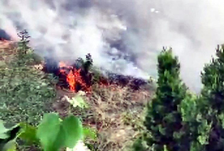 Bir saat ara ile iki arsada yangın