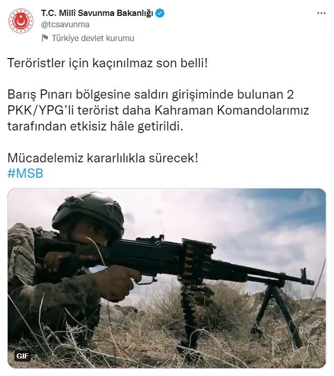 MSB: Saldırı girişimindeki 2 terörist etkisiz hale getirildi