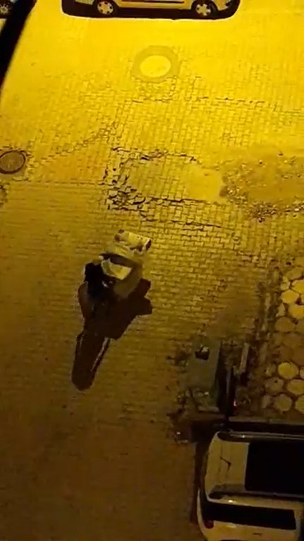 Çaldığı televizyonu naylonla gizleyip, el arabasıyla taşıdı