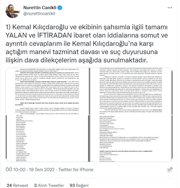 AK Parti'li Canikli'den, Kılıçdaroğlu hakkında suç duyurusu