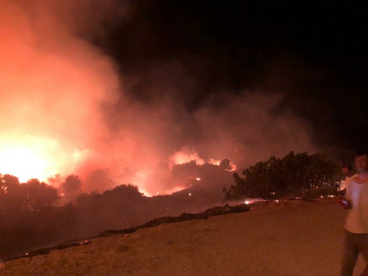 Çeşme'de yanan alan dronla görüntülendi