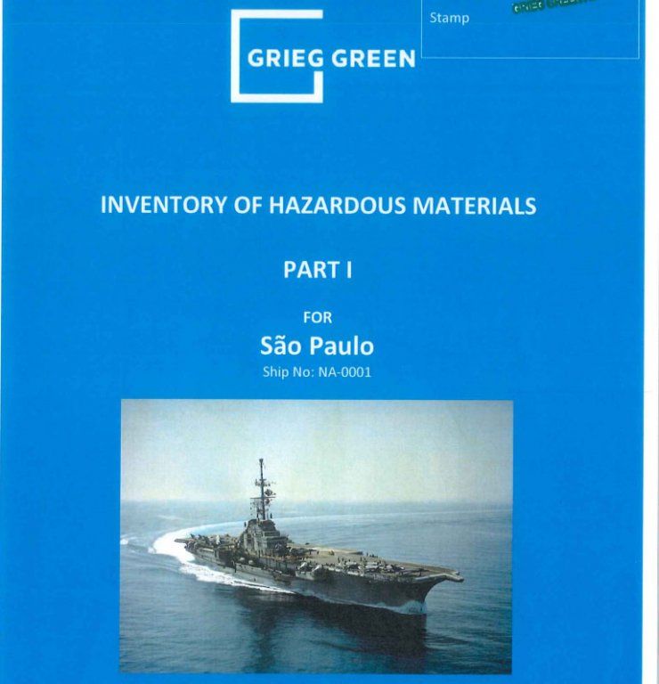 'NAe Sao Paulo' raporu: 9 ton 641 kilo asbest bulunuyor