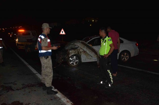 Otomobilin koyun sürüsüne dalma anı kamerada