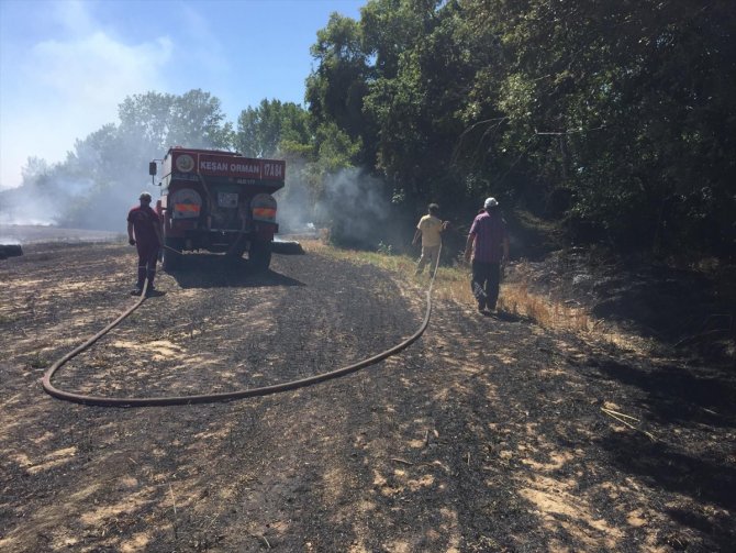 Enez'de çıkan anız yangını söndürüldü