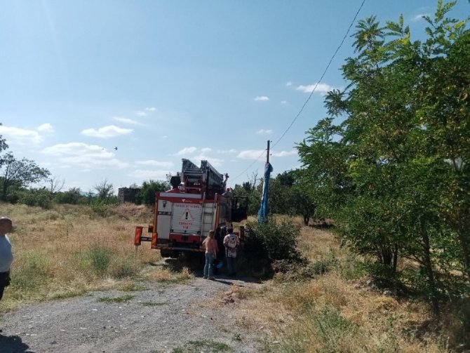 Pisti pas geçti, elektrik direğinde asılı kaldı