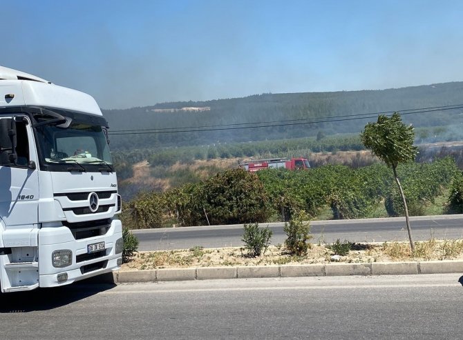 Yol kenarındaki ot yangını kontrol altına alındı
