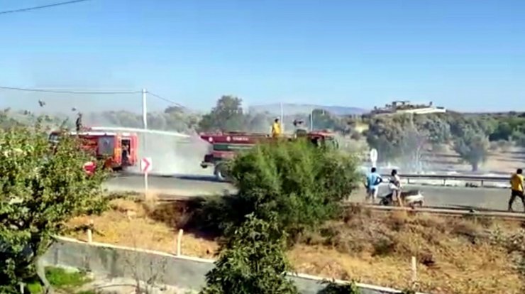 Çıkan yangında 1 dönüm otluk küle döndü