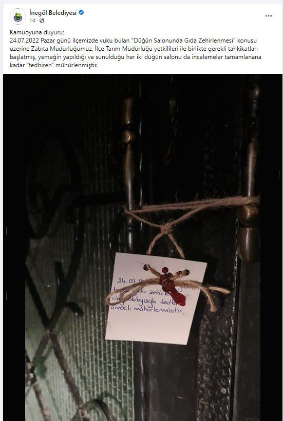 200 kişinin zehirlendiği düğün salonunun kapısına mühür vuruldu