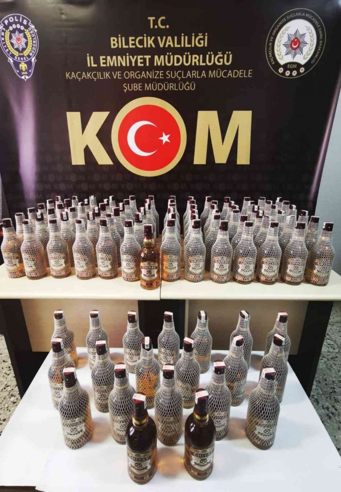 Bilecik’te 100 şişe sahte bandrollü alkol ele geçirildi