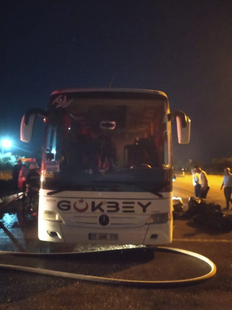 Konya'da yolcu otobüsünde yangın çıktı